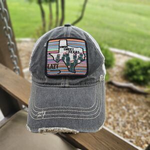 Lazy J Ranch Charcoal Grey & White Home Sweet Texas Distressed Hat Cap Cowgirl